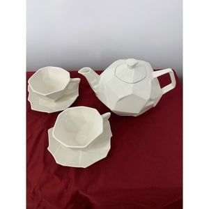 Umbra Shatter Geo Bone China Tea Set Bill Harvey EUC Modernist Geo Collector